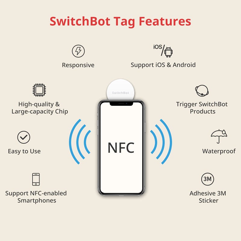 سويتش بوت 3 قطع من ملصقات علامات NFC من SwitchBot NTAG216 30 مم 888 بايت تعمل بشكل رائع مع أجهزة SwitchBot المتوافقة مع iOS وAndroid وجميع الأجهزة الأخرى التي تدعم NFC - Image 2